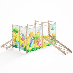 Duży plac zabaw Montessori z drabinką drewnianą i sznurkową