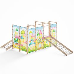 Duży plac zabaw Montessori z dwiema drabinkami sznurkowymi