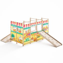 Large Montessori playground with two climbing ramps