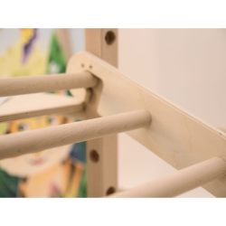 Large Montessori playground with wooden and rope ladder